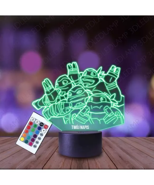 Lampka Nocna 3D LED LAMP Wojownicze Żółwie Ninja Grupa