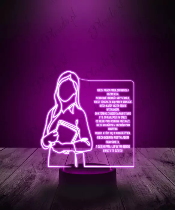 Lampka LED 3D Plexido Prezent dla Nauczycielki Życzenia