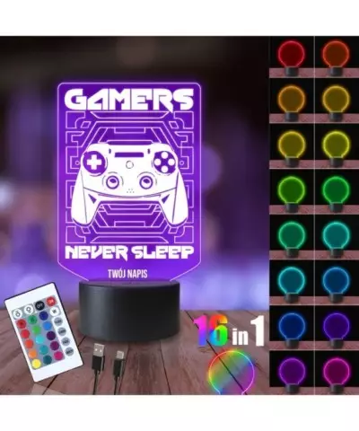 Lampka Nocna 3D LED LAMP Gamingowa Napisy Pad