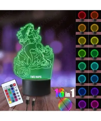 Lampka Nocna 3D LED LAMP Film Arielka Mała Syrenka