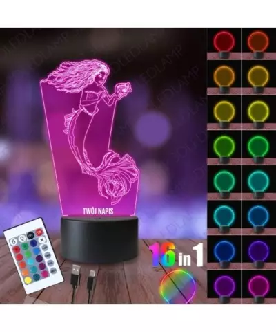 Lampka Nocna 3D LED LAMP Film Arielka Syrenka