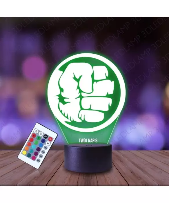 Lampka Nocna 3D LED LAMP Hulk Pięść
