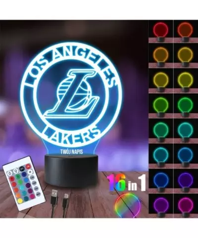 Lampka Nocna 3D LED LAMP Los Angeles Lakers NBA