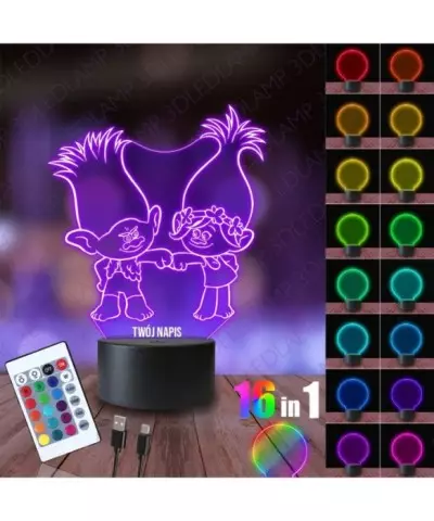 Lampka Nocna 3D LED LAMP Trolle Branch i Poppy