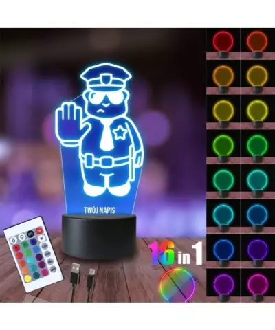 Lampka Nocna 3D LED LAMP Zawód Policjant