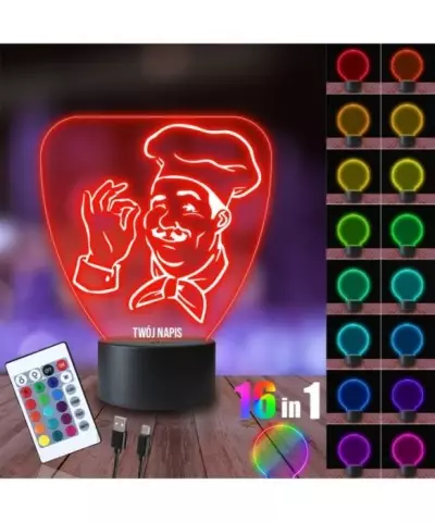 Lampka Nocna 3D LED LAMP Kucharz Szef Kuchni
