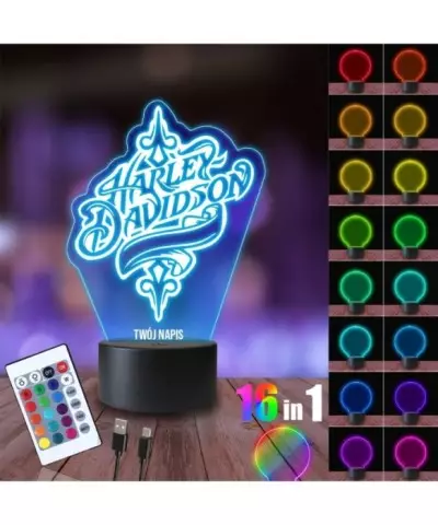 Lampka Nocna 3D LED LAMP Harley Davidson Logo