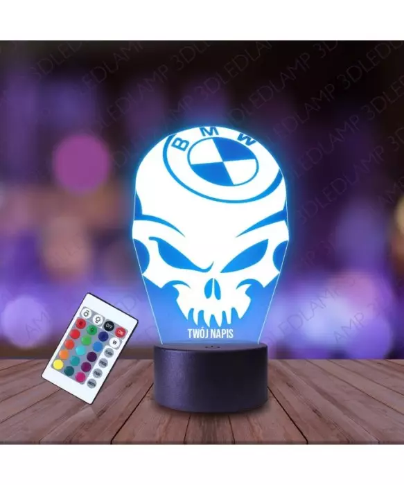Lampka Nocna 3D LED LAMP BMW Emblemat Czaszka