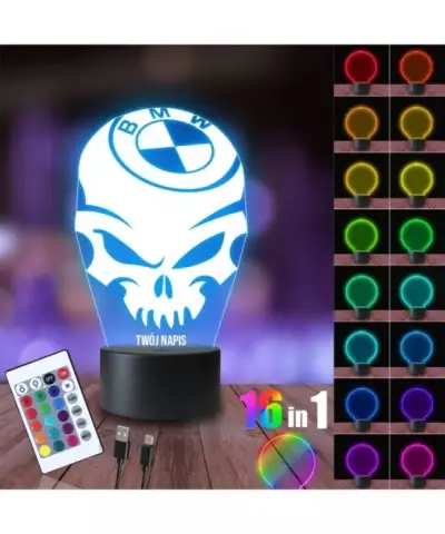 Lampka Nocna 3D LED LAMP BMW Emblemat Czaszka