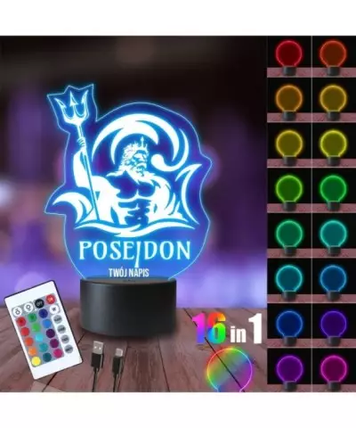 Lampka Nocna 3D LED LAMP Posejdon Bóg Mórz