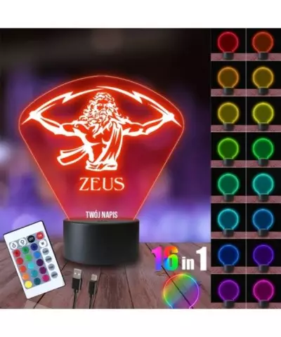 Lampka Nocna 3D LED LAMP Zeus Bóg
