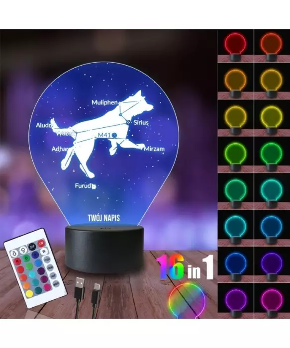 Lampka Nocna 3D LED LAMP Konstelacja Syriusz Wielki Pies