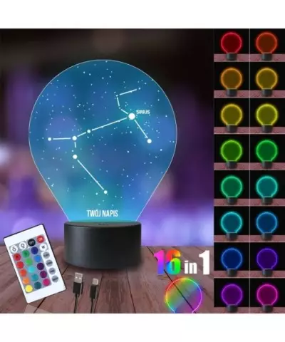 Lampka Nocna 3D LED LAMP Syriusz Gwiazdozbiór