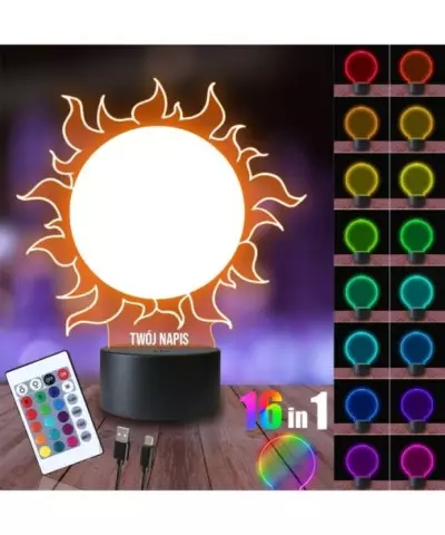 Lampka Nocna 3D LED LAMP Słońce Gwiazda