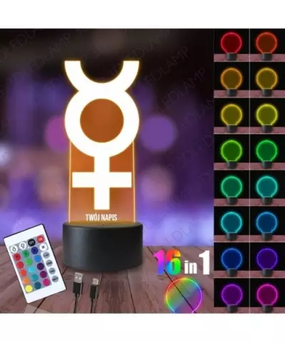 Lampka Nocna 3D LED LAMP Planeta Merkury Symbol