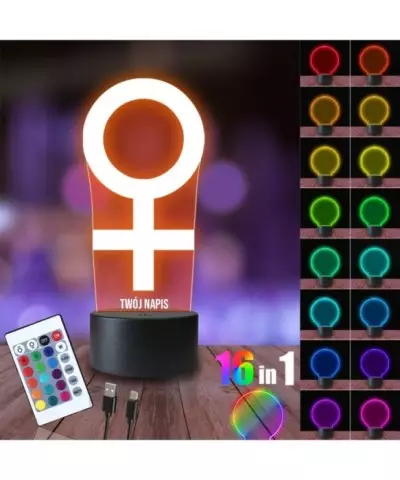 Lampka Nocna 3D LED LAMP Planeta Wenus Symbol Żeński