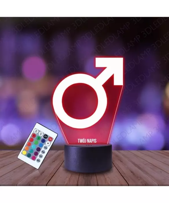 Lampka Nocna 3D LED LAMP Planeta Mars Symbol Męski