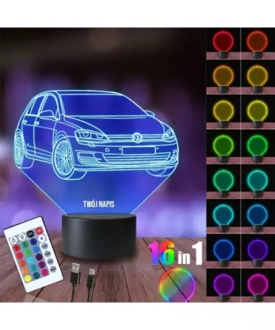 Lampka Nocna 3D LED LAMP Volkswagen Golf