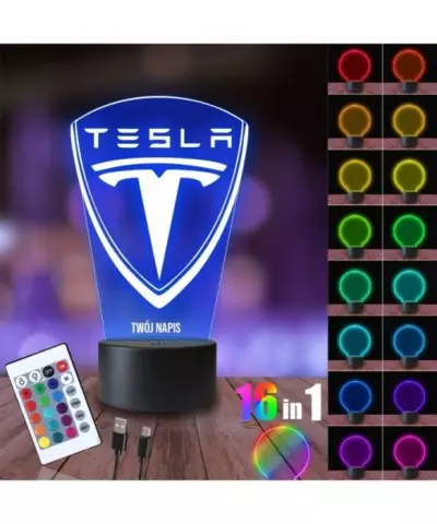 Lampka Nocna 3D LED LAMP Tesla Logo