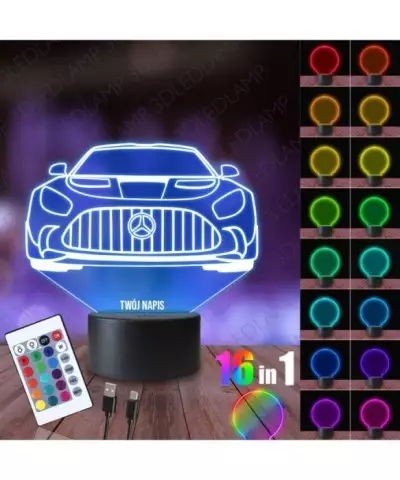 Lampka Nocna 3D LED LAMP Mercedes Przodem