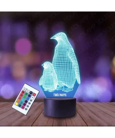 Lampka Nocna 3D LED LAMP Pingwiny