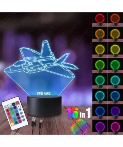 Lampka Nocna 3D LED LAMP Lockheed Martin Raptor