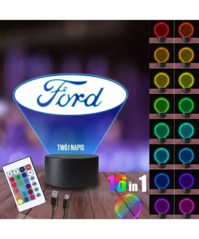 Lampka Nocna 3D LED LAMP Auto Ford Logo