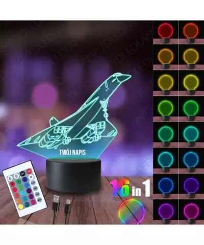 Lampka Nocna 3D LED LAMP Concorde Samolot