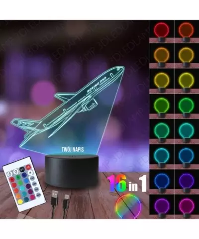 Lampka Nocna 3D LED LAMP Samolot Boeing 777