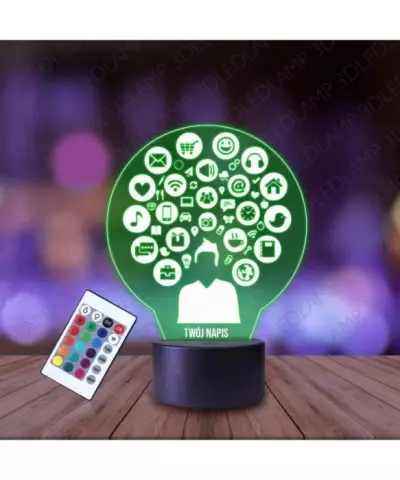 Lampka Nocna 3D LED LAMP Programista Ikony