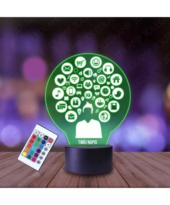 Lampka Nocna 3D LED LAMP Programista Ikony