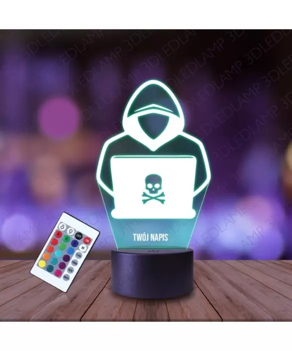 Lampka Nocna 3D LED LAMP Hacker Komputerowy