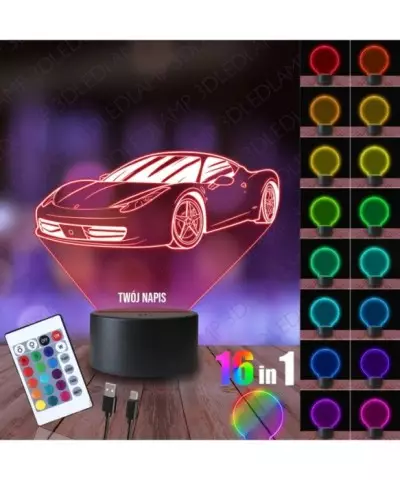 Lampka Nocna 3D LED LAMP Auto Ferrari California