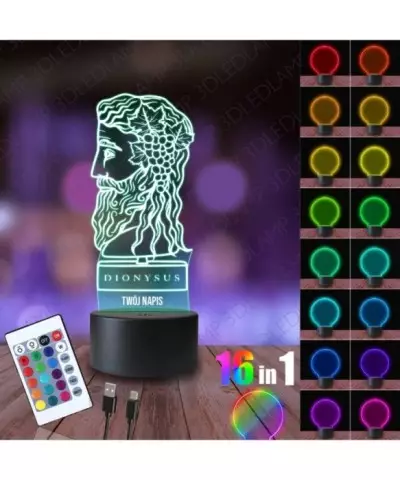 Lampka Nocna 3D LED LAMP Mitologia Dionizos Posąg