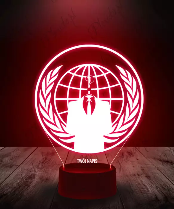 Lampka LED 3D Plexido Anonymous Logo