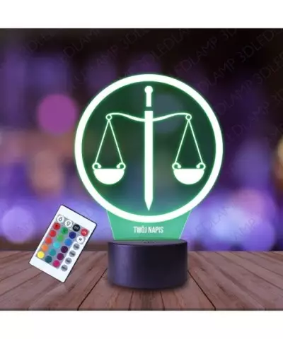 Lampka Nocna 3D LED LAMP Waga Sąd Prawo