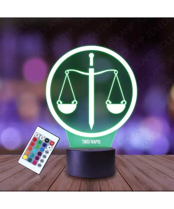 Lampka Nocna 3D LED LAMP Waga Sąd Prawo