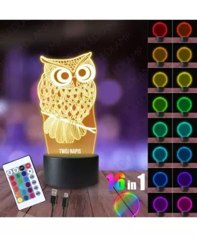 Lampka Nocna 3D LED LAMP Sowa Duże Oczy