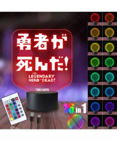 Lampka Nocna 3D LED LAMP The Legendary Hero is Dead!