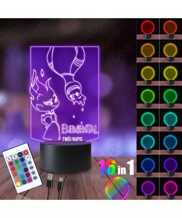 Lampka Nocna 3D LED LAMP Między Nami Żywiołami Elemental