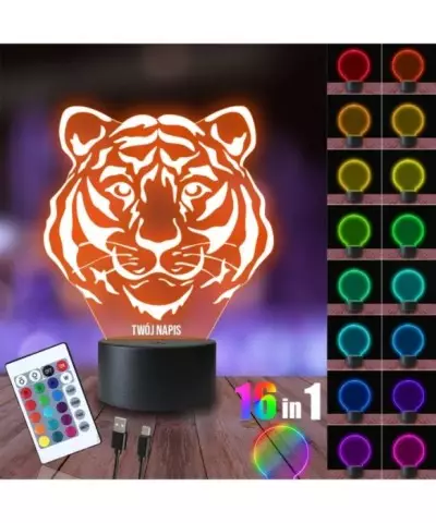 Lampka Nocna 3D LED LAMP Tygrys Syberyjski