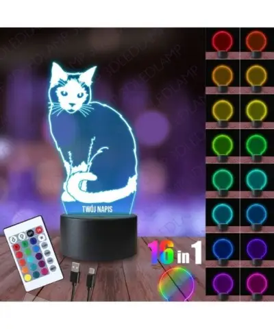 Lampka Nocna 3D LED LAMP Kotek Syjamski