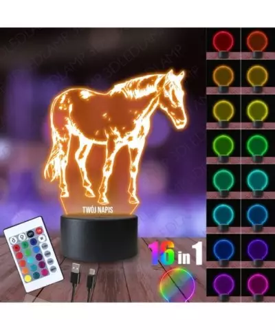 Lampka Nocna 3D LED LAMP Koń Quarter Horse
