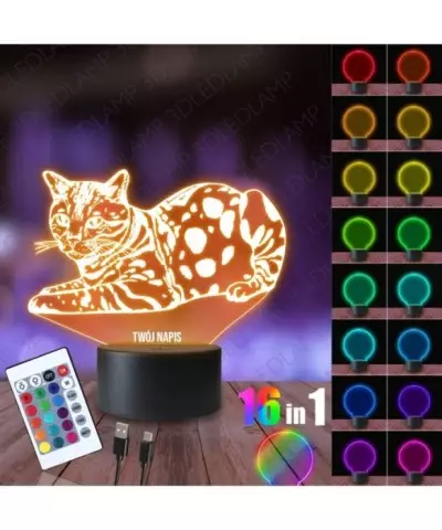 Lampka Nocna 3D LED LAMP Kot Bengalski