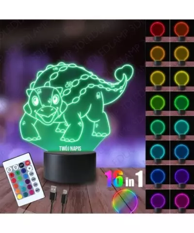 Lampka Nocna 3D LED LAMP Dinozaur Ankylosaurus
