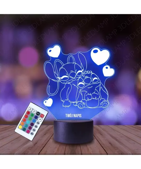 Lampka Nocna 3D LED LAMP Stich i Angel Serca