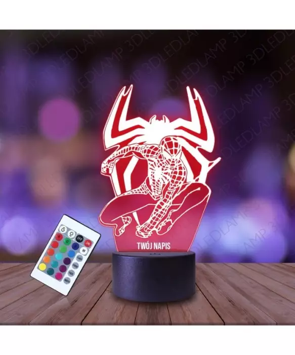 Lampka Nocna 3D LED LAMP Spiderman Uniwersum Logo