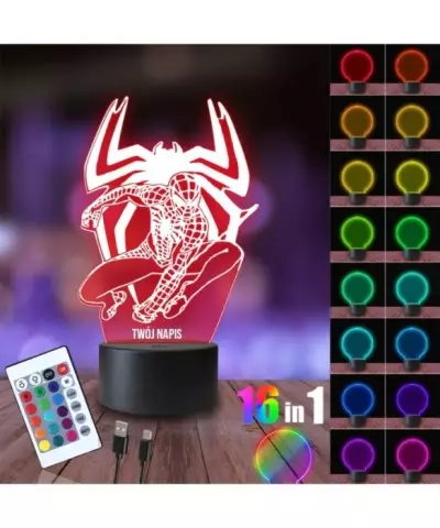 Lampka Nocna 3D LED LAMP Spiderman Uniwersum Logo