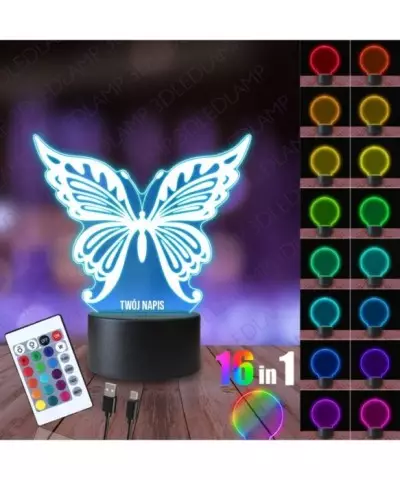 Lampka Nocna 3D LED LAMP Duży Motyl