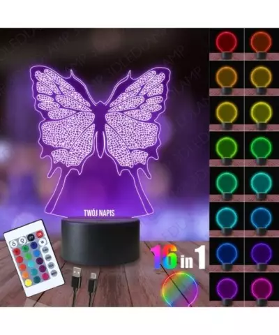 Lampka Nocna 3D LED LAMP Motyl Mozaika